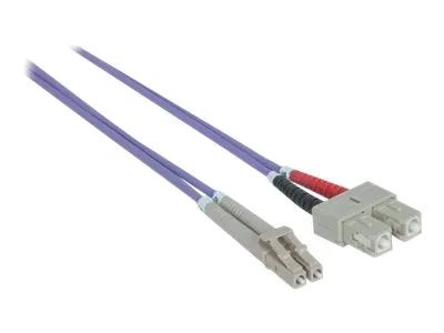 Intellinet Fiber Optic Patch Cable, OM4, LC/SC, 3m, Violet, Duplex, Multimode, 50/125 µm, LSZH, Fibre, Lifetime Warranty, Polybag - Patch-Kabel - SC multi-mode (M)