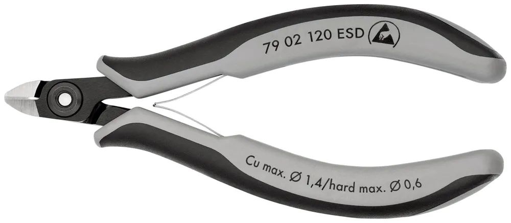 KNIPEX Präzisions-Elektronik-Seitenschneider ESD mit Mehrkomponenten-Hüllen brüniert 120 mm