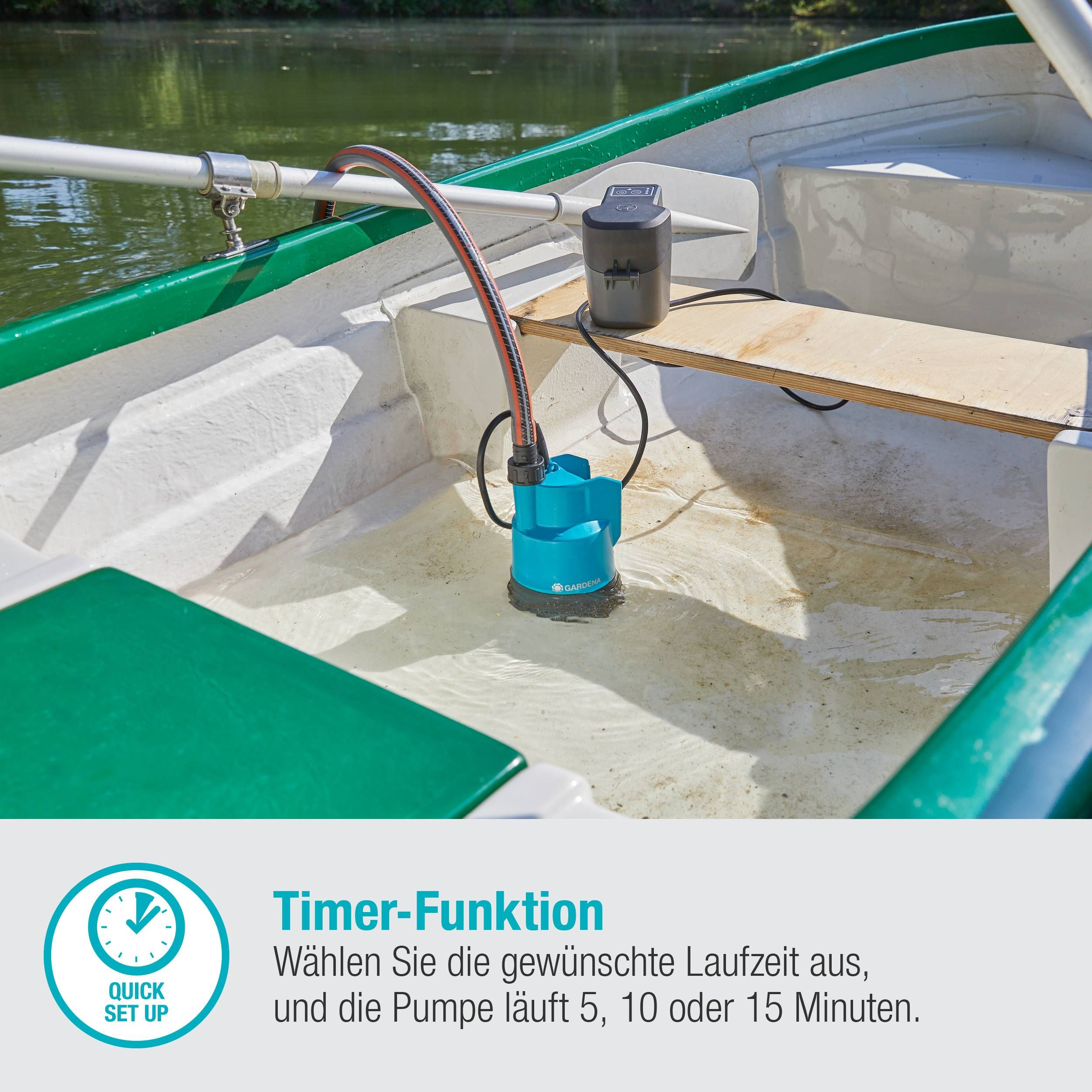 Gardena Akku-Klarwasser-Tauchpumpe 2000/2 18V P4A Ready-To-Use Set
