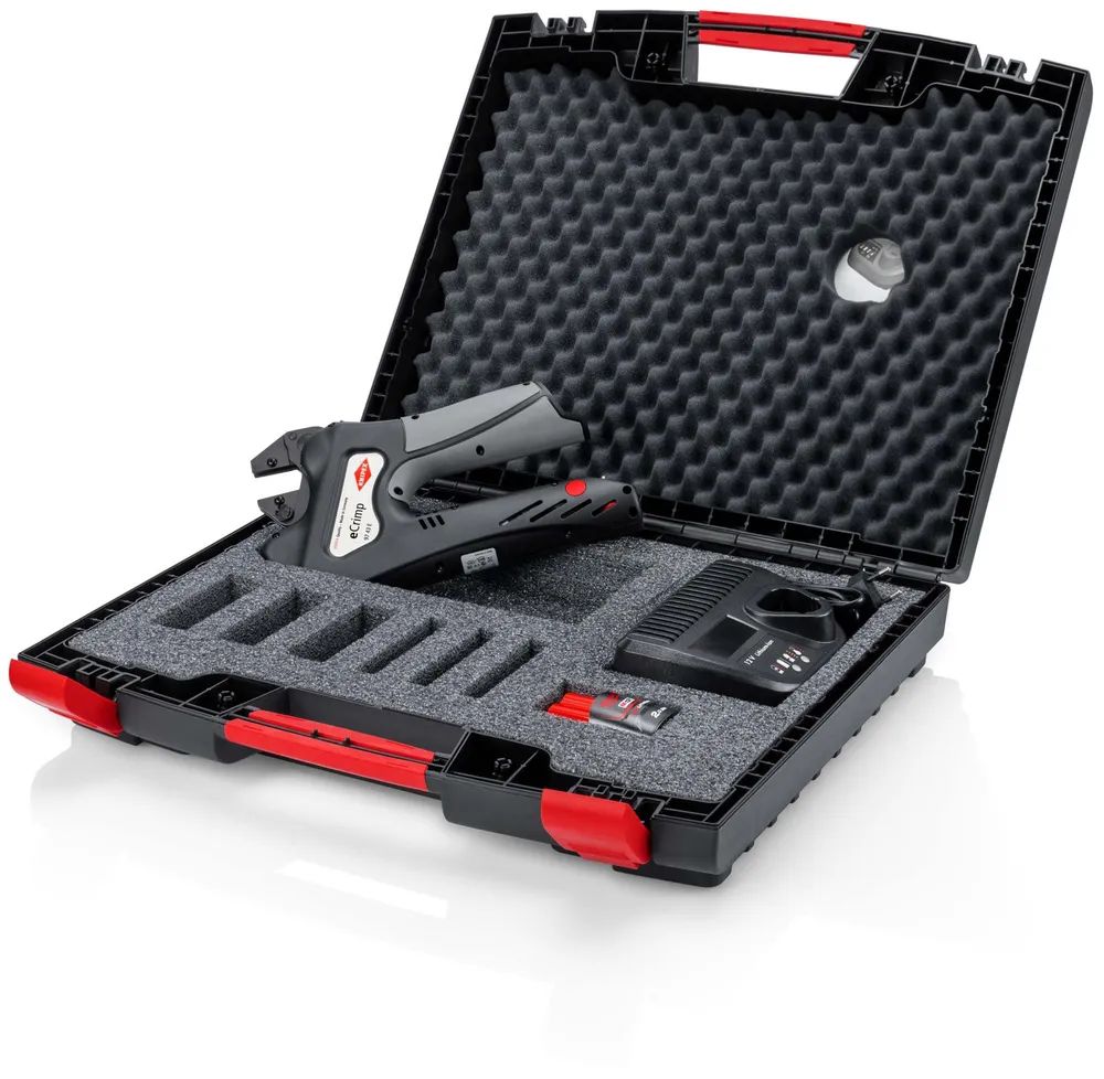 KNIPEX eCrimp Elektromechanische Crimp-Systemzange für auswechselbare Crimpeinsätze 270 mm