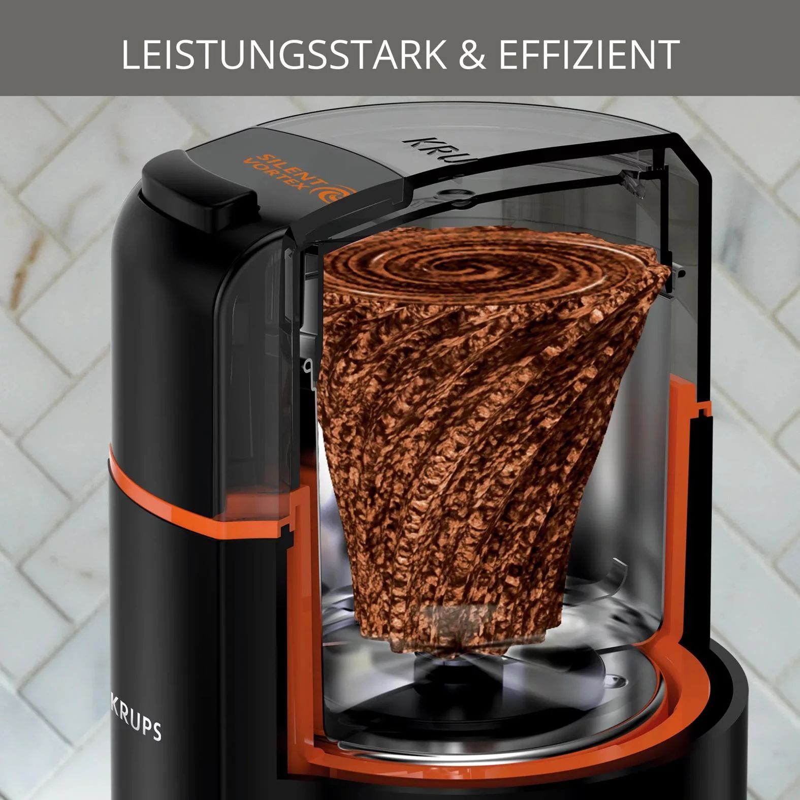 KRUPS GX3328 Kaffeemühle Silent Vortex (90g) - schwarz