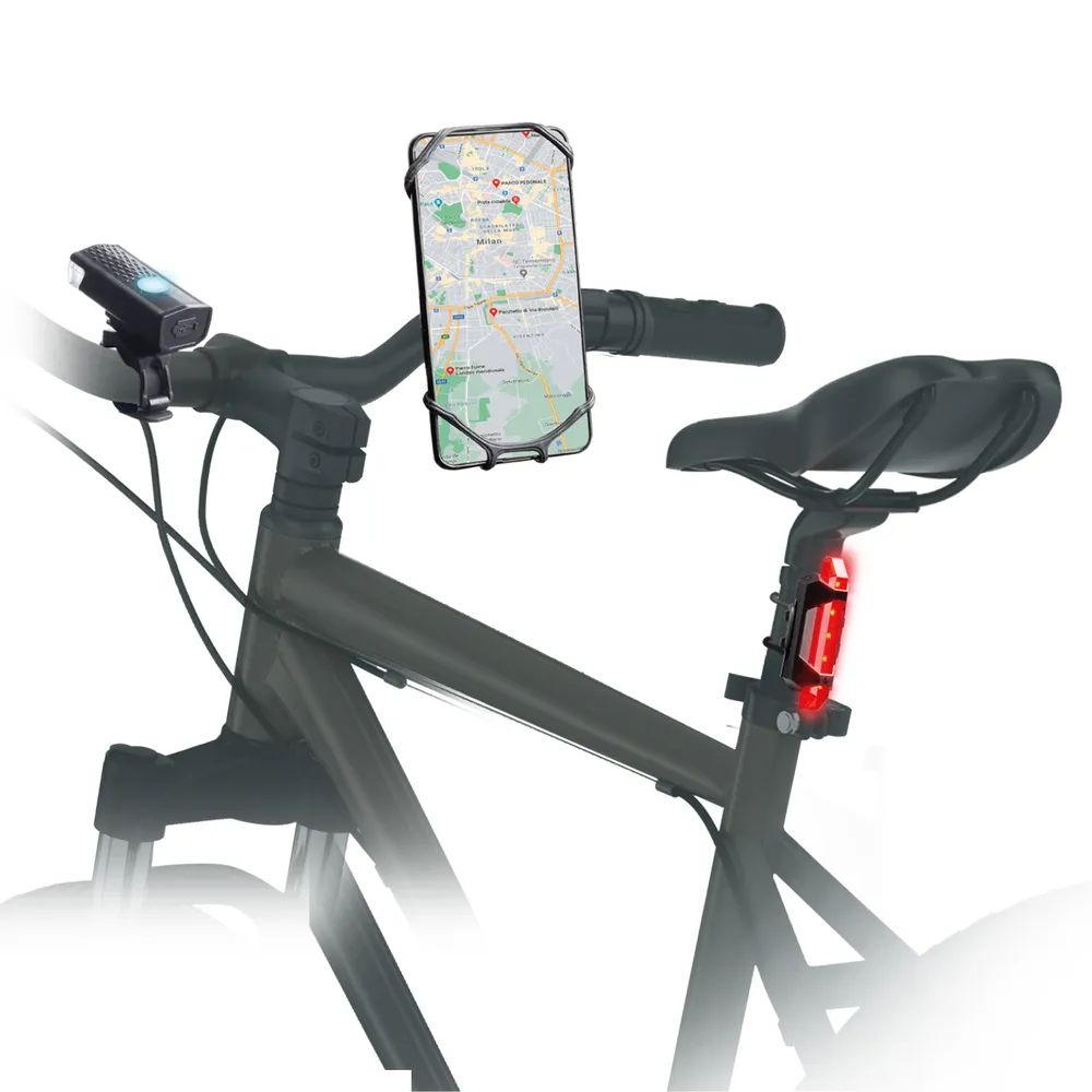 SBS Smartphone Fahrradhalterung mit Front- und Rücklicht