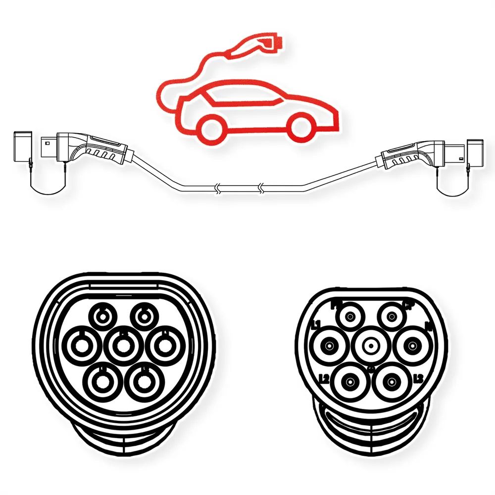 ROLINE E-Auto Ladekabel Typ2, 1-phasig, 250VAC (1P+N+E), 32 A, 7,4 kW, 3 m