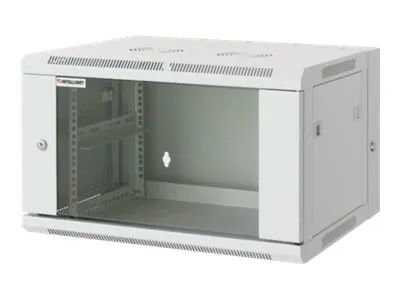 Intellinet Network Cabinet, Wall Mount (Double Section Hinged Swing Out), 15U, Usable Depth 425mm/Width 540mm, Grey, Assembled, Max 30kg, Swings out for access to back of cabinet when installed on wall, 19", Parts for wall install (eg screws/rawl plu