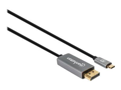 Manhattan USB-C to DisplayPort 1.4 Cable, 8K@60Hz, 2m, Male to Male, Black, Three Year Warranty, Polybag - DisplayPort-Kabel - 24 pin USB-C (M)