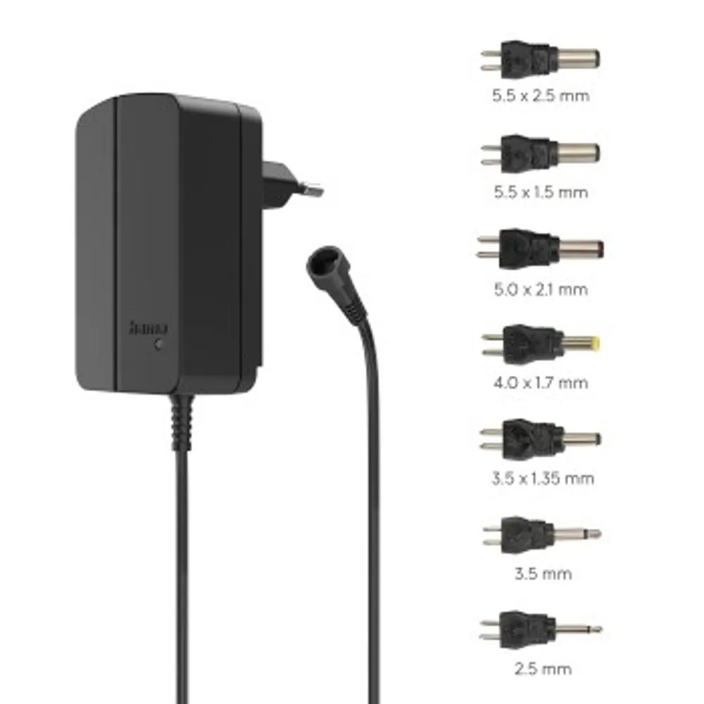 Hama Schaltnetzteil universal, einstellbar, 1500mA, 24W, max. 24V, 7 Adapter