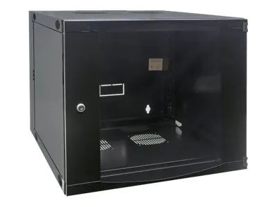 Intellinet Network Cabinet, Wall Mount (Double Section Hinged Swing Out), 12U, Usable Depth 235mm/Width 465mm, Black, Flatpack, Max 30kg, Swings out for access to back of cabinet when installed on wall, 19", Parts for wall install (eg screws/rawl plu