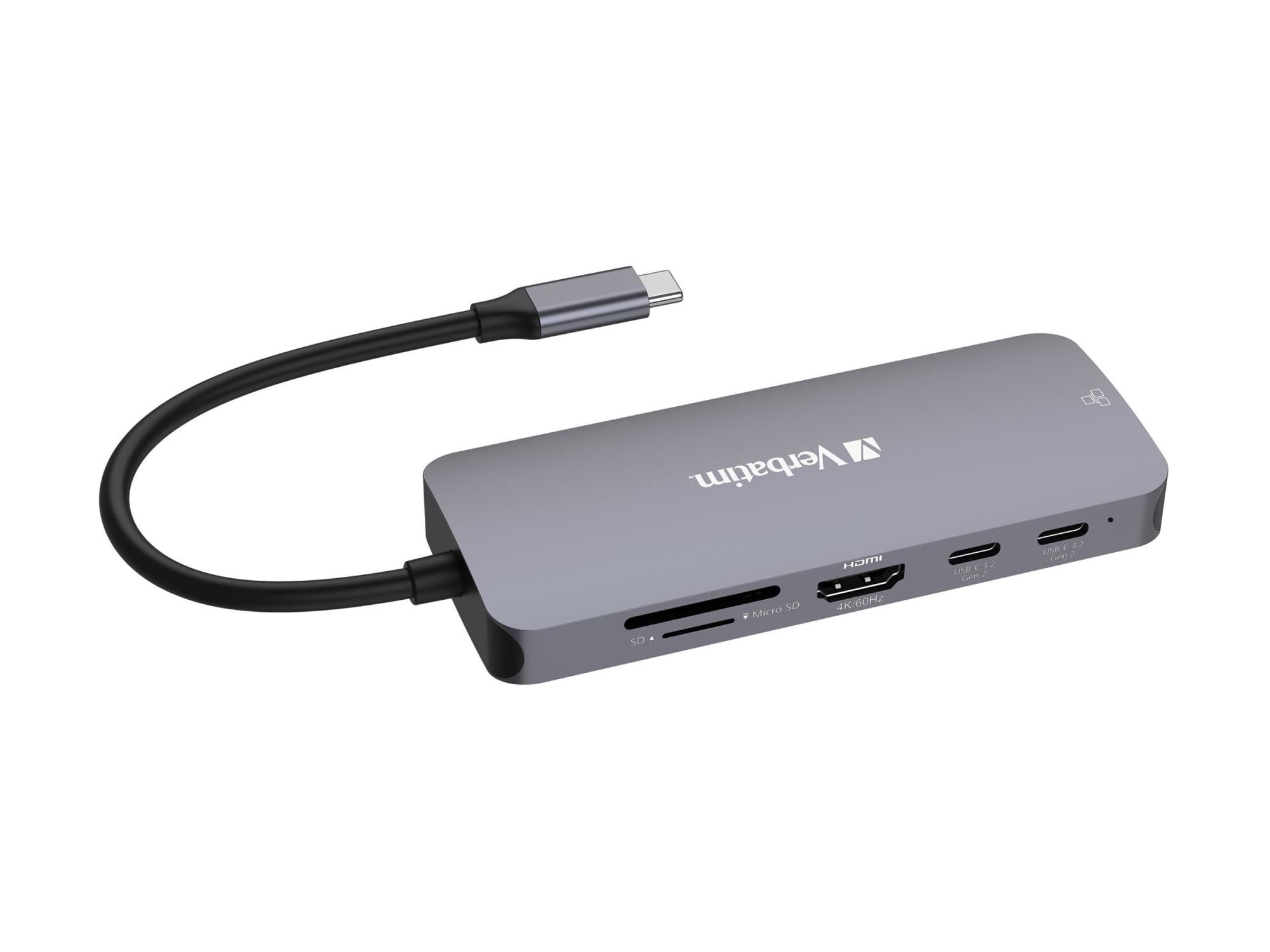 Verbatim CMH 09 - Hub - 1 x HDMI + 2 x USB-C 3.2 Gen 2 + 3 x USB 3.2 Gen 1 + 1 x 1 Gigabit Ethernet