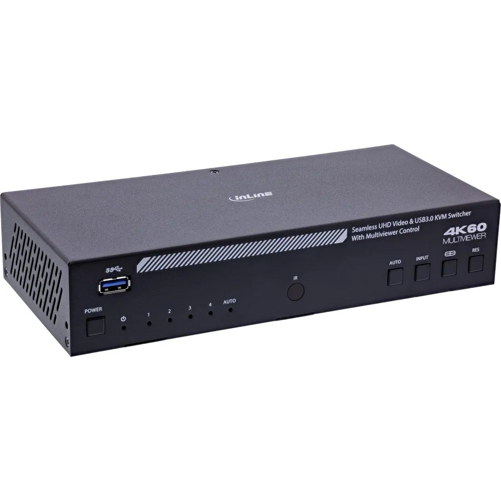 InLine KVM Switch - 4-fach - HDMI - 4K60Hz - Multiviewer - USB Hub - schwarz