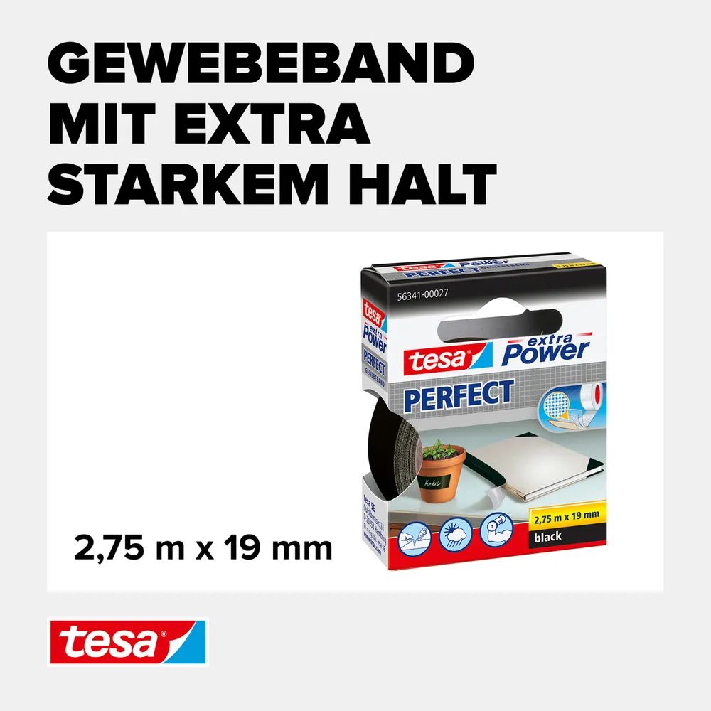 Tesa extra Power Perfect - Gewebeband - 19 mm x 2.75 m