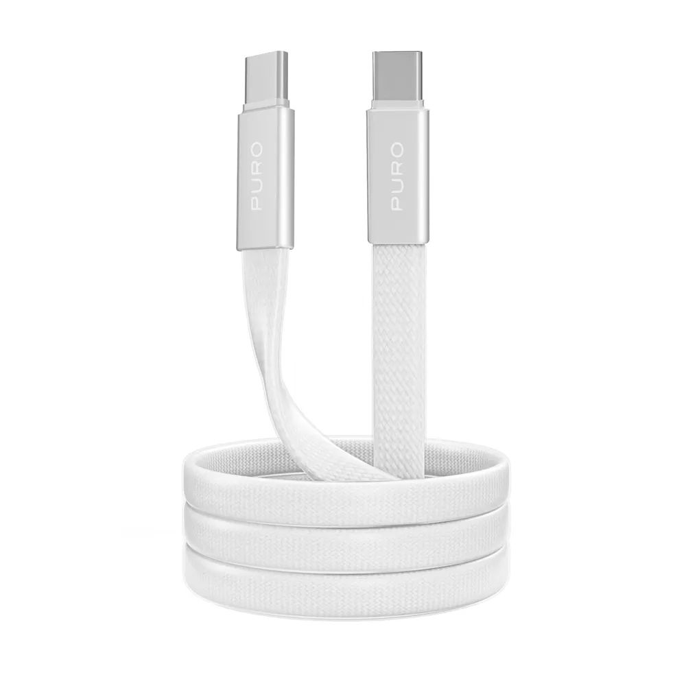 PURO Daten- u. Ladekabel, USB-C  USB-C, 60W, 1m, flach weiss