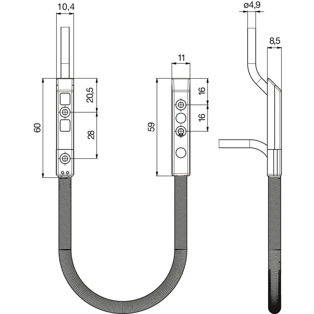 KFV Kabelübergang verdeckt 180°,Türseite 4m/Rahmenseite 8m Kabel,Steckverbindung