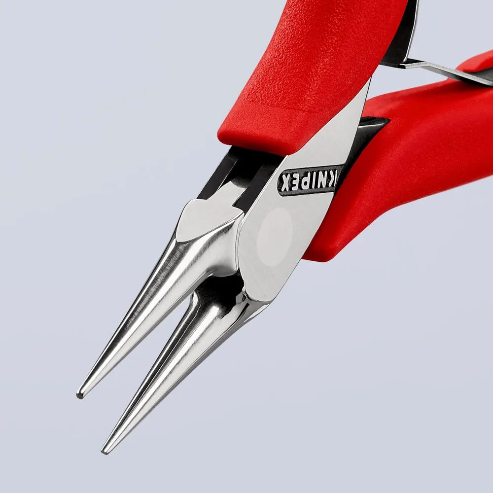 KNIPEX Elektronik-Greifzange mit durchgestecktem Gelenk mit rutschhemmenden Kunststoff-Hüllen 115 mm