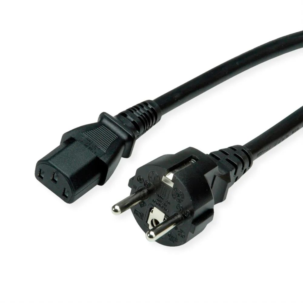 ROLINE Netzkabel, IEC-Buchse & CEE7/7-Stecker gerade, schwarz, 3 m