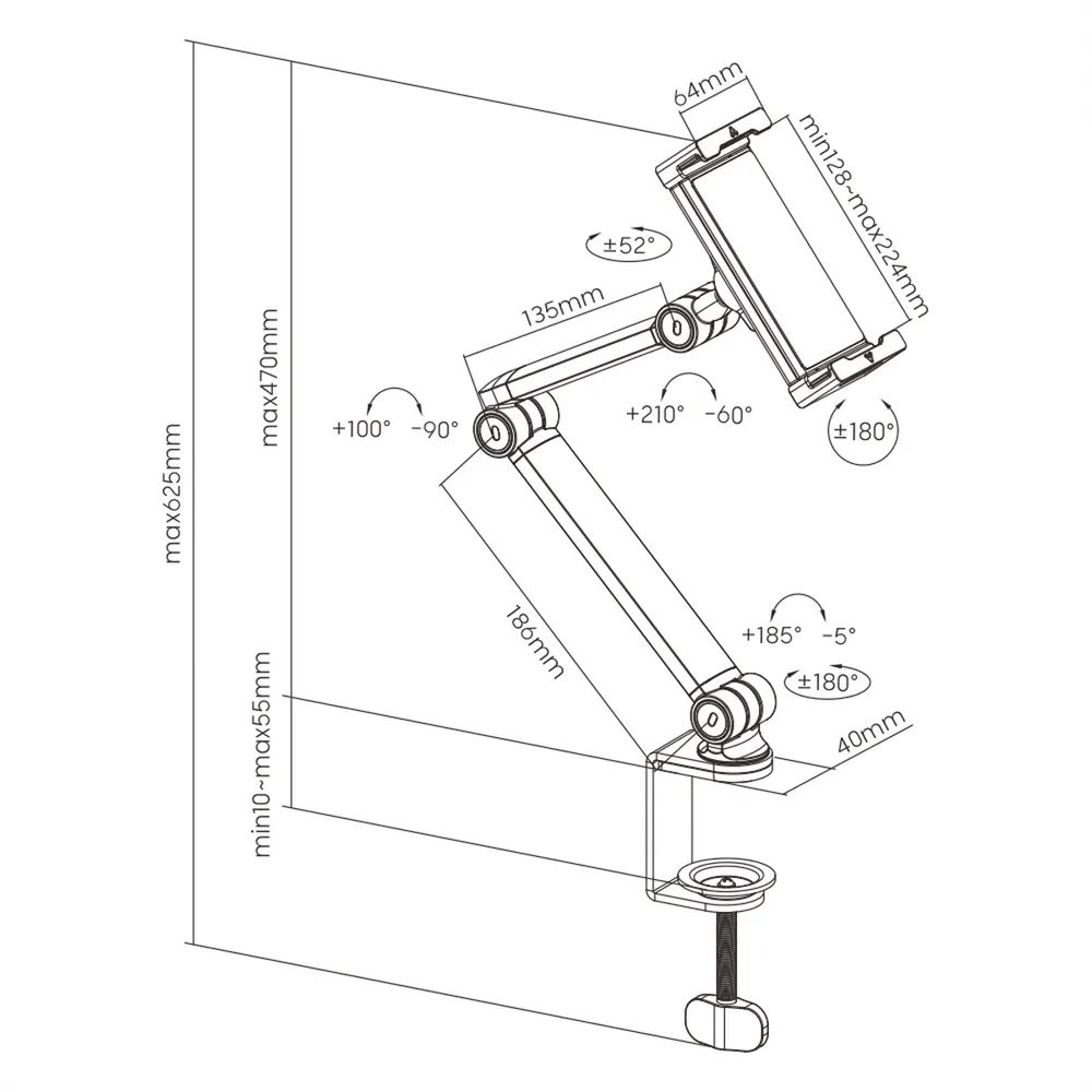 VALUE Universal-Tablet-Tischständer, Tischbefestigung