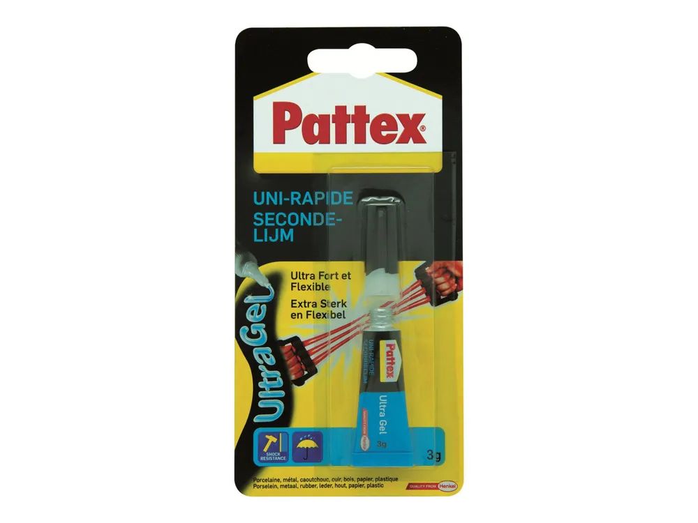 Henkel Pattex Ultra Gel - Kleber (Sek.-Klb.) - 3 g - durchsichtig - Cyanoacrylat (Packung mit 12)
