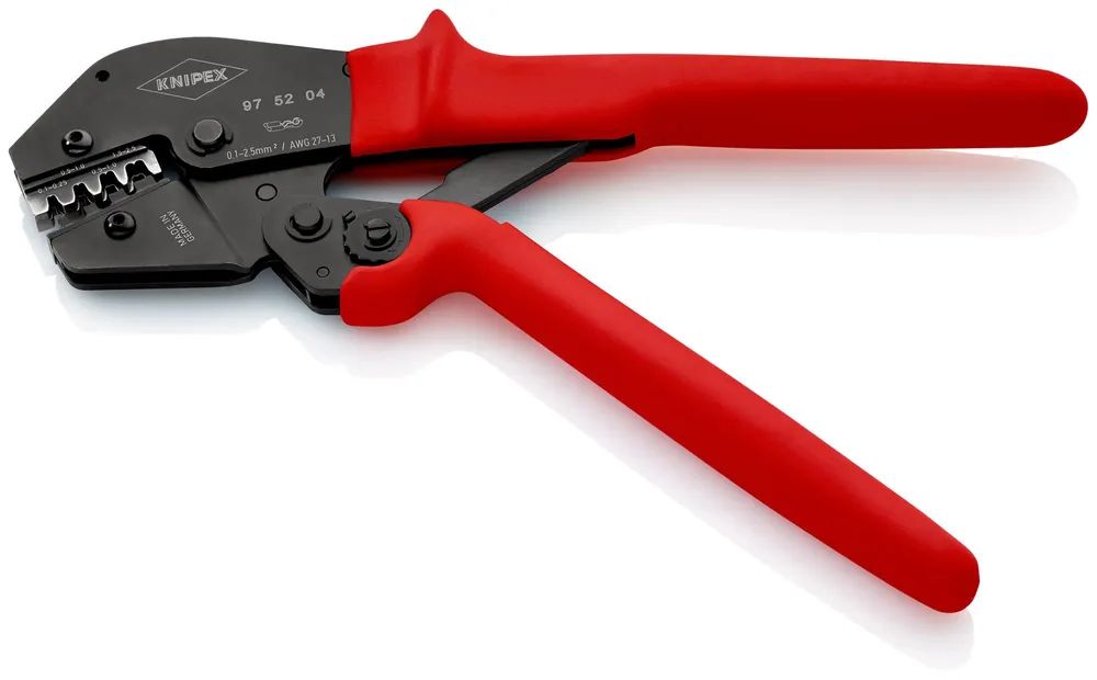 KNIPEX Crimpzange auch für Zweihandbedienung mit rutschhemmenden Kunststoff-Hüllen brüniert 250 mm