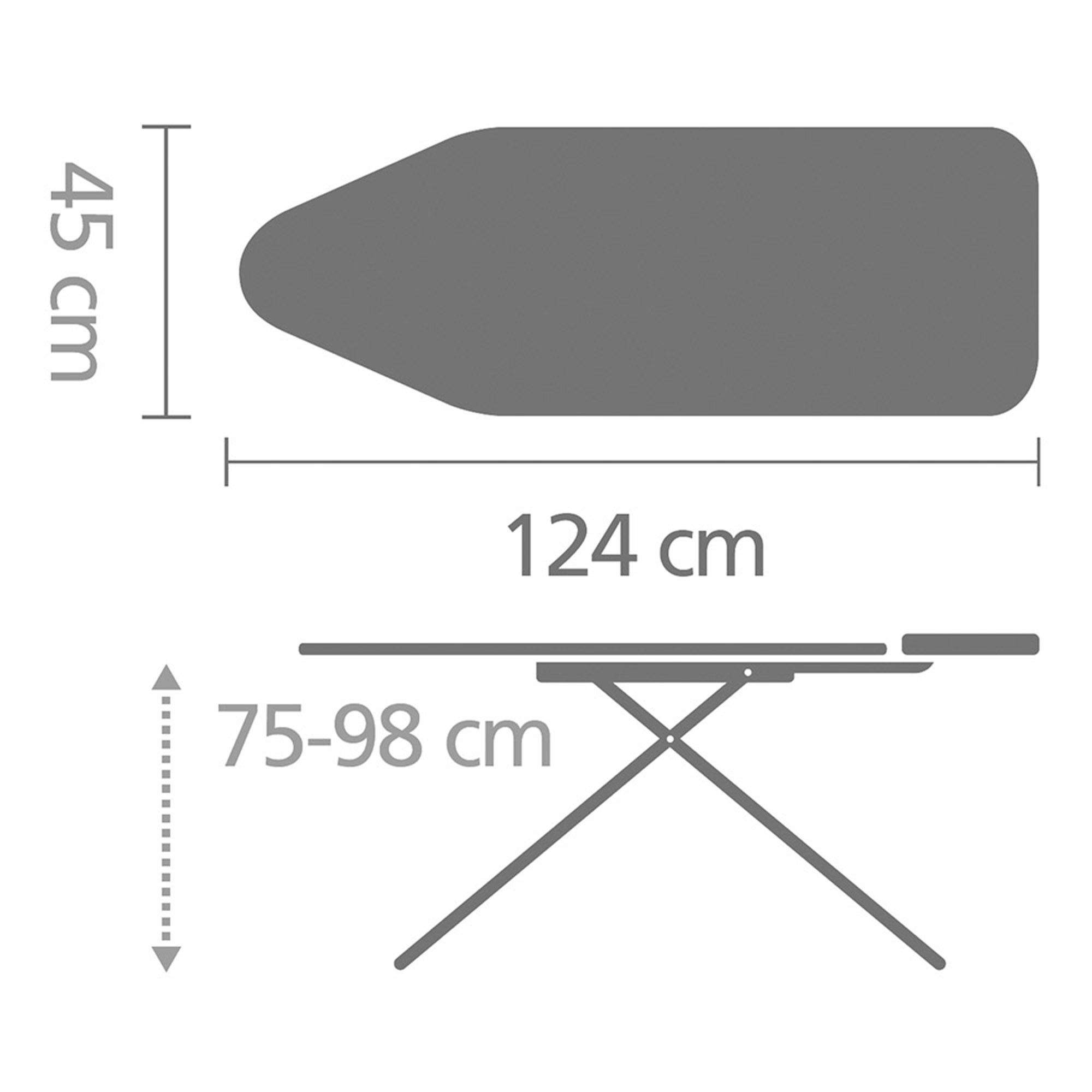 Brabantia Bügeltisch C, 124x45cm, Dst-Ablage Solid, Spring Bubbles