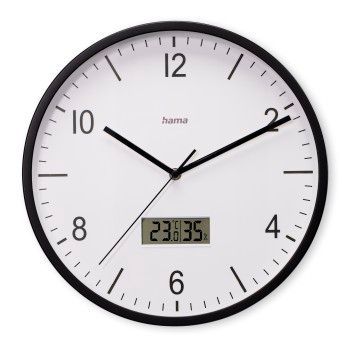Hama Funkwanduhr "Lanzarote", m. Thermometer/Hygrometer, Ø 35cm, ohne Ticken, SW
