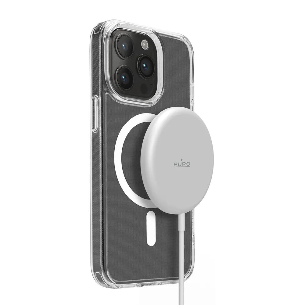 PURO Induktionslader MagSafe 15W für iPhone mit 1m Kabel silber