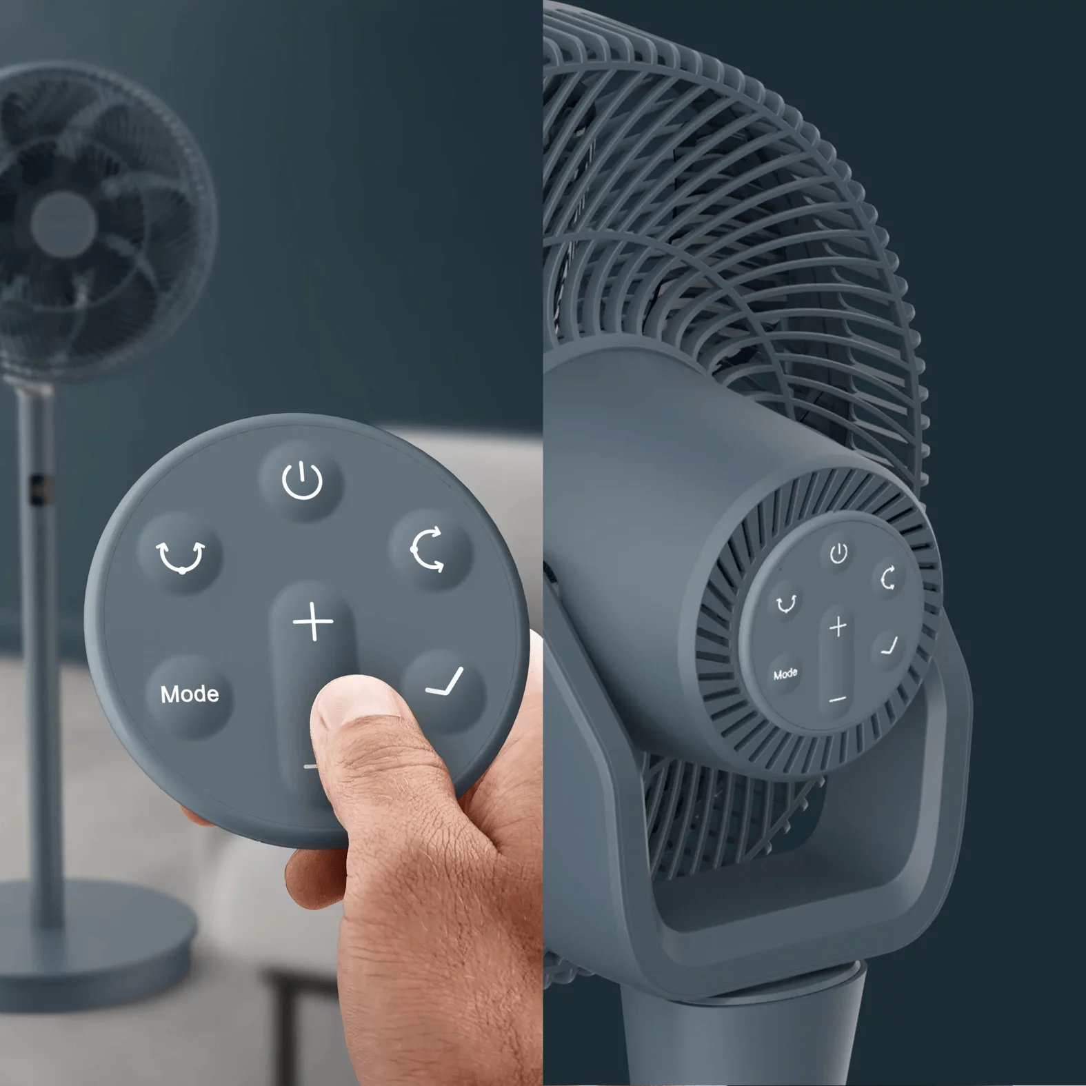 Rowenta QV5041 Standventilator Turbo Swift Silence - Blaugrau