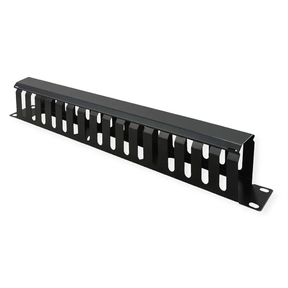 VALUE 19-Zoll-Frontplatte 1 HE mit Rangierkanal 40 x 80 mm, schwarz