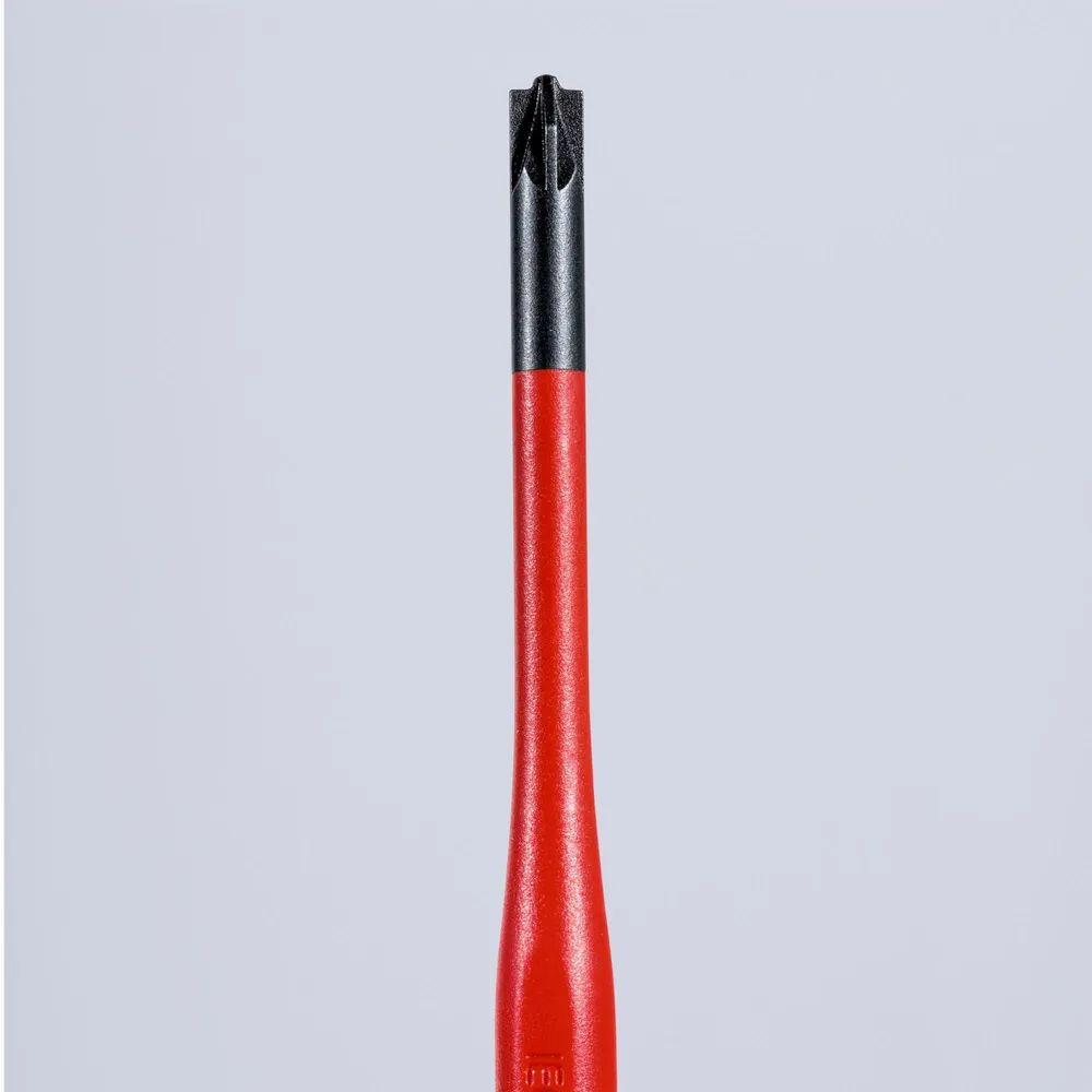 KNIPEX Schraubendreher (Slim) PlusMinus Pozidriv® isolierender Mehrkomponenten-Griff, VDE-geprüft brüniert 187 mm