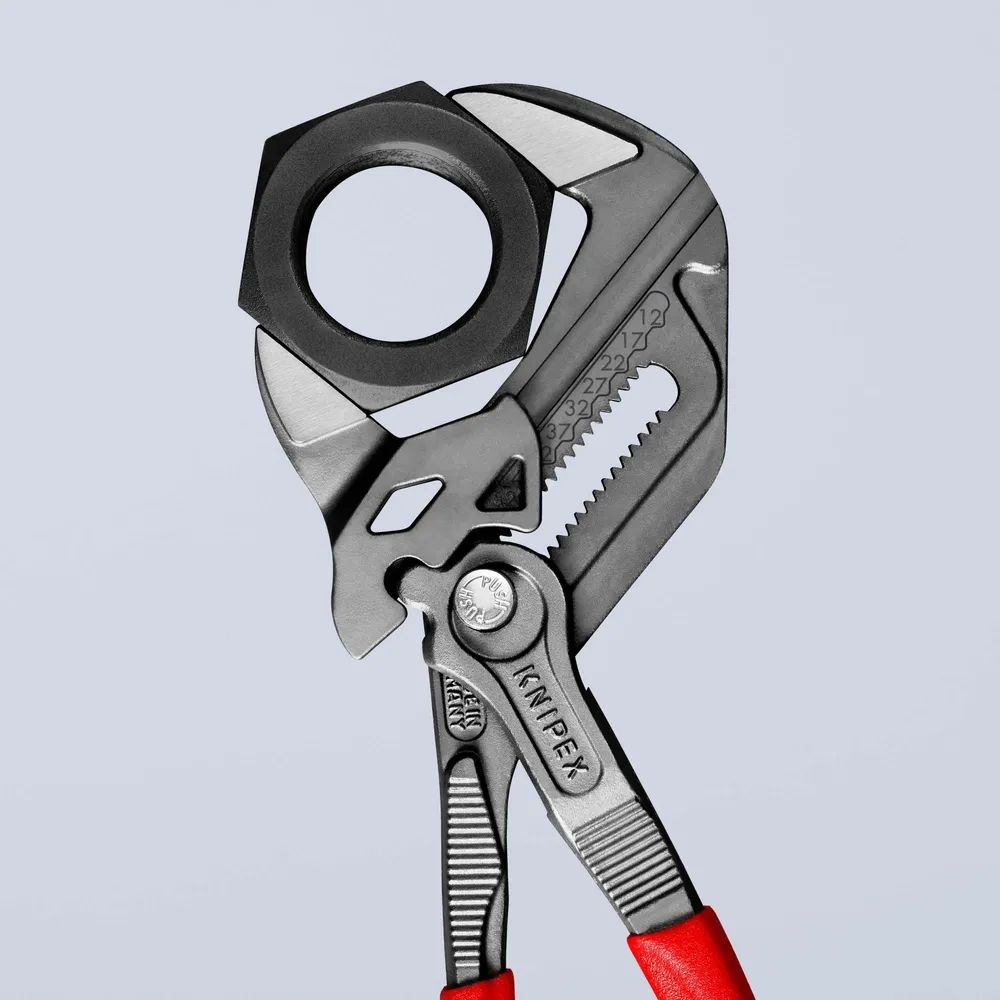 KNIPEX Zangenschlüssel Zange und Schraubenschlüssel in einem Werkzeug mit rutschhemmendem Kunststoff überzogen grau atramentiert 250 mm