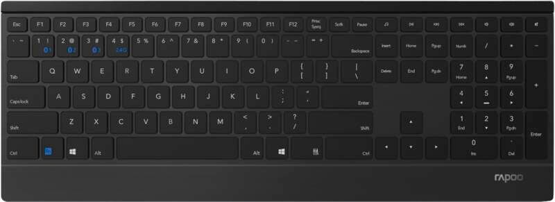 Rapoo Tastatur kabellos Touch E9500M Multi-mode Ultra-Slim