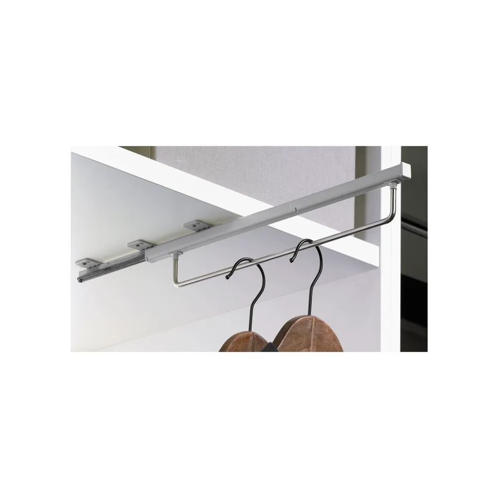 HETTICH QUADRO Schrankgarderobe ausziehbar, 395 x 48 x 60 mm, silber lackiert