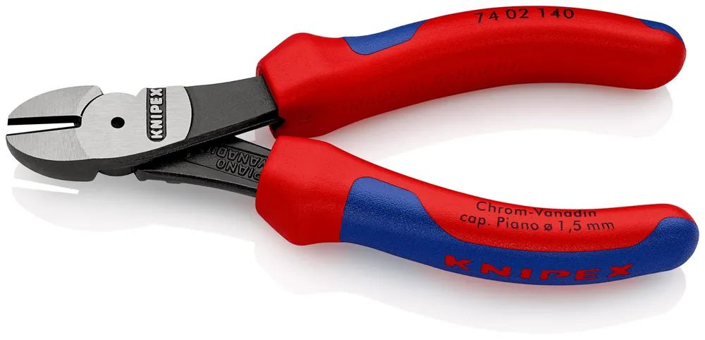 KNIPEX Kraft-Seitenschneider mit Mehrkomponenten-Hüllen schwarz atramentiert 140 mm