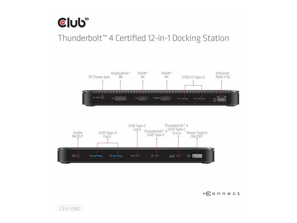 Club 3D 12-in-1 - Dockingstation - für Desktop, Laptop
