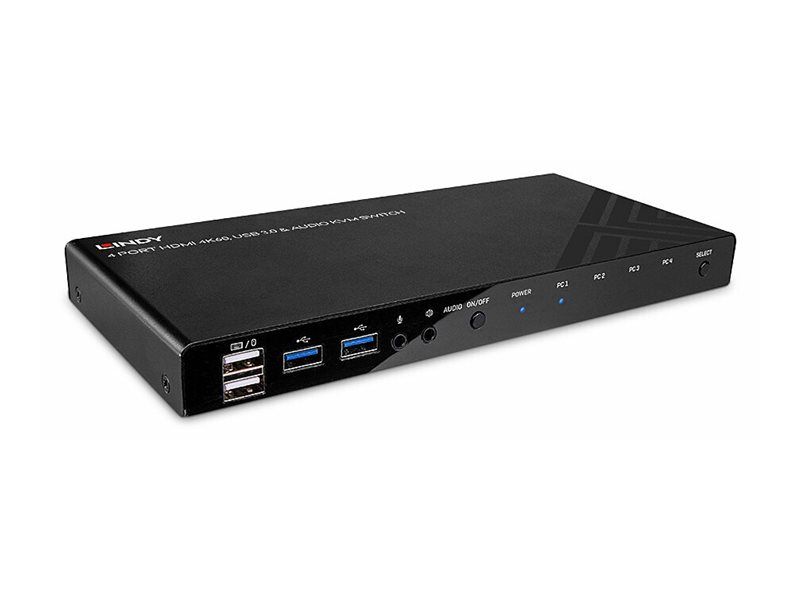 Lindy KVM-/Audio-/USB-Switch - HDMI 4K60, USB 3.0