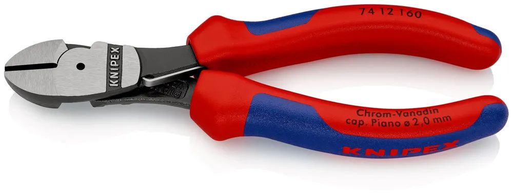 KNIPEX Kraft-Seitenschneider mit Mehrkomponenten-Hüllen schwarz atramentiert 160 mm
