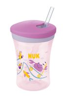NUK Trinkbecher Action Cup 230ml rosa mit Trinkhalm ab 12M