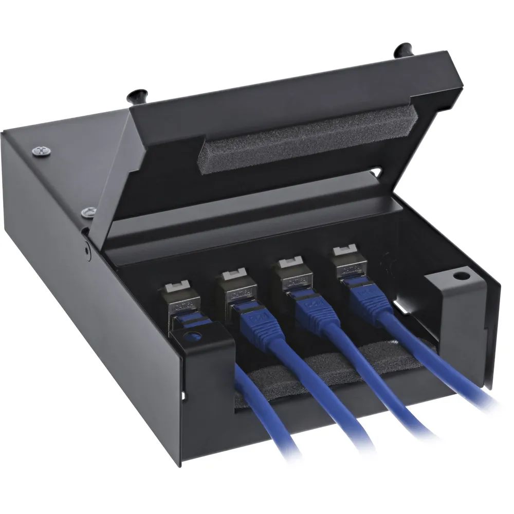 InLine Anschlussdose Aufputz für 4x Keystone RJ45 Buchse - Metall - schwarz