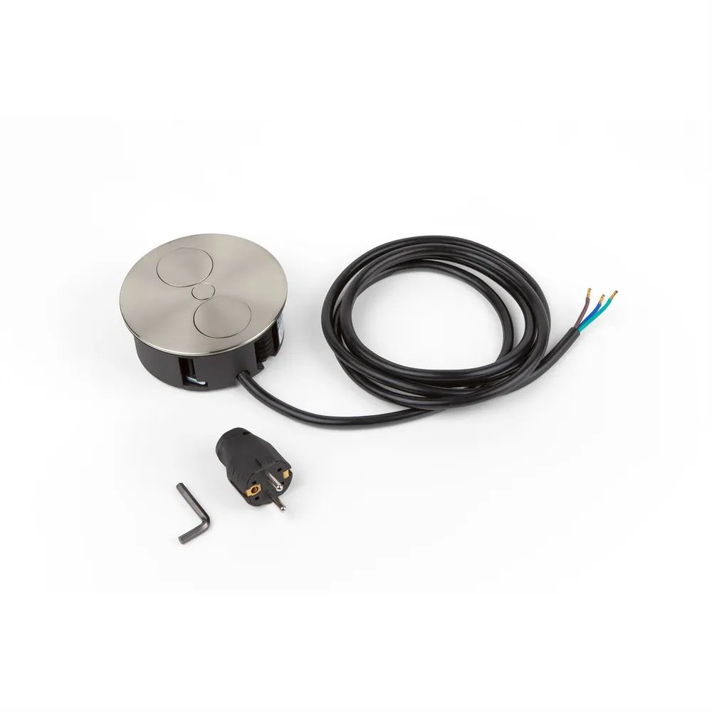 BACHMANN Einbausteckdose TWIST 1 Steckdosen, + USB-Charger, Edelstahl