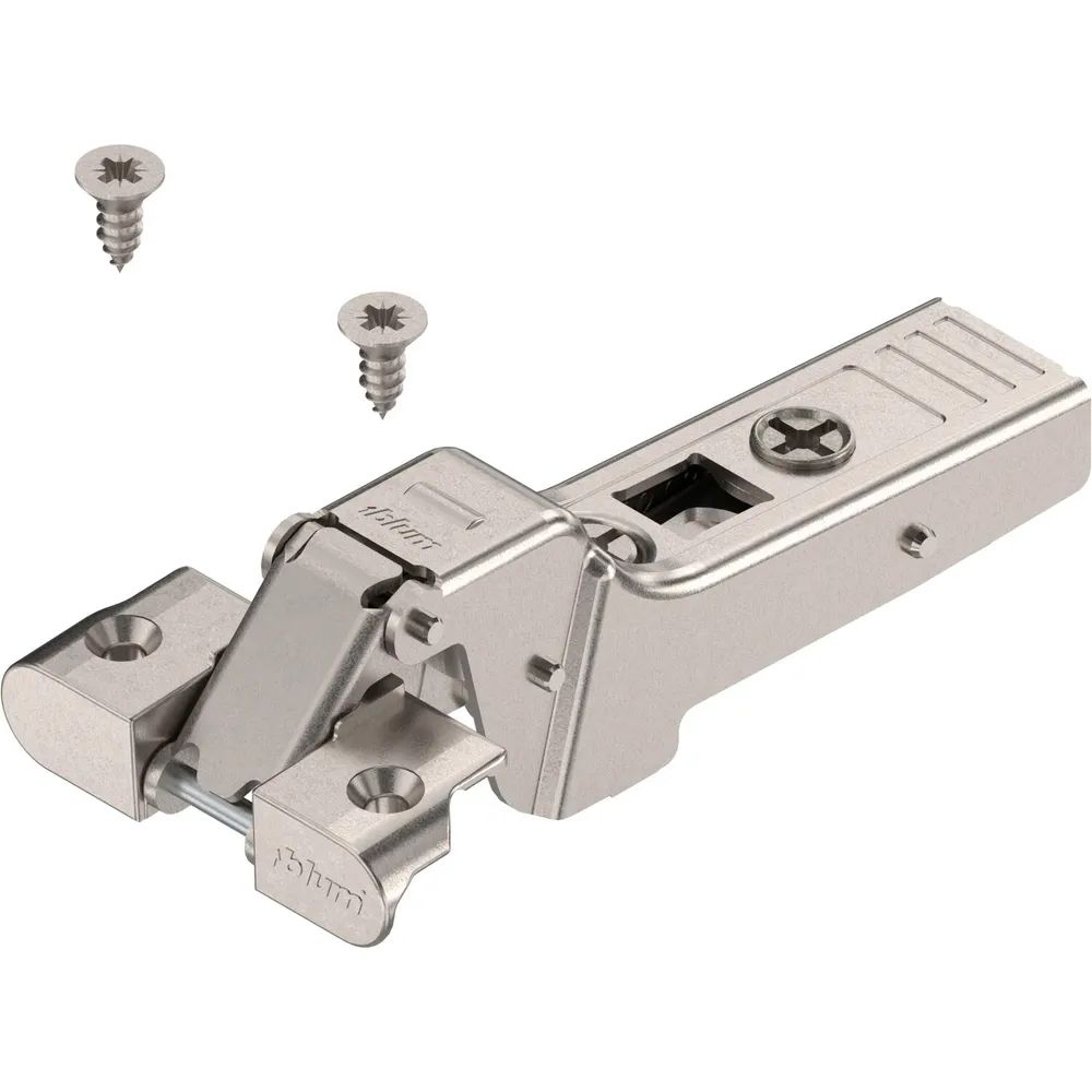 BLUM CLIP top Alurahmenscharnier 95°, 9,5 mm gekröpft mit Feder, Schrauben