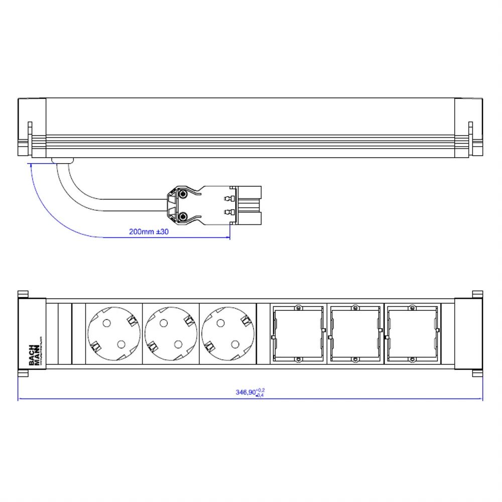 BACHMANN POWER FRAME Large 3x Schutzkontakt 3x ABD