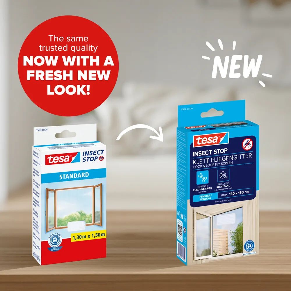 tesa® Insect Stop Standard 3er-Pack 1,30 × 1,50 m – weiß – Fliegengitter / Insektenschutz für Fenste