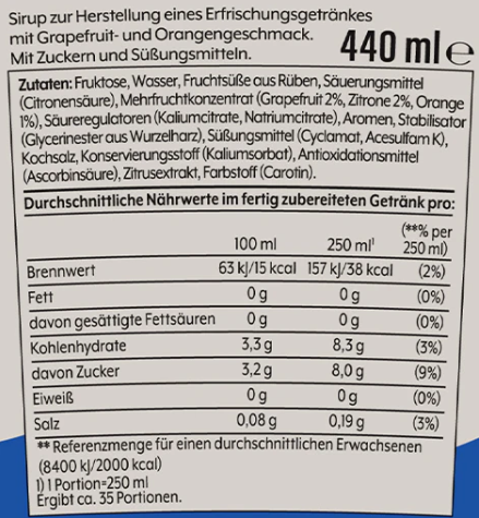 SodaStream Isotonic Grapefruit Orange, Sirup 440ml