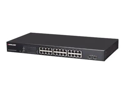 IC Intracom Intellinet 24-Port Gigabit Ethernet PoE+ Web-Managed Switch with 2 SFP Ports, 24 x PoE ports, IEEE 802.3at/af Power over Ethernet (PoE+/PoE)