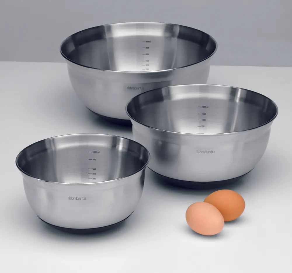 Brabantia Profile Rührschüssel-Set(1.0L,1.6L,3.0L) - Matt Steel