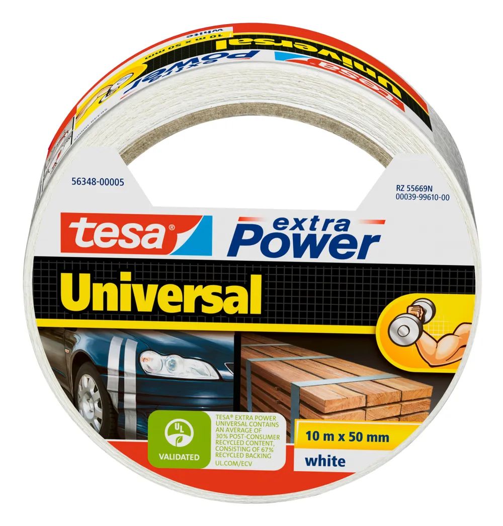 Tesa extra Power Universal - Weiß - Befestigung - Handwerk - Kennzeichnung - Reparatur - 10 m - 50 mm - 1 Stück(e)