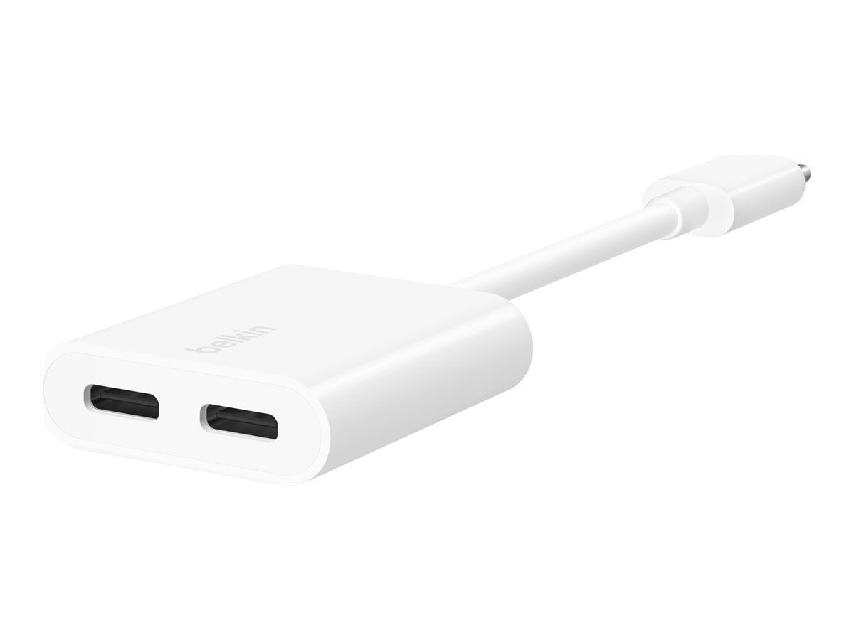 Belkin Connect Audio + Charge - USB-C auf USB-C Kopfhörer-/Ladeadapter - 24 pin USB-C männlich zu 24 pin USB-C weiblich - 14 m - weiß - USB Power Delivery (60W)