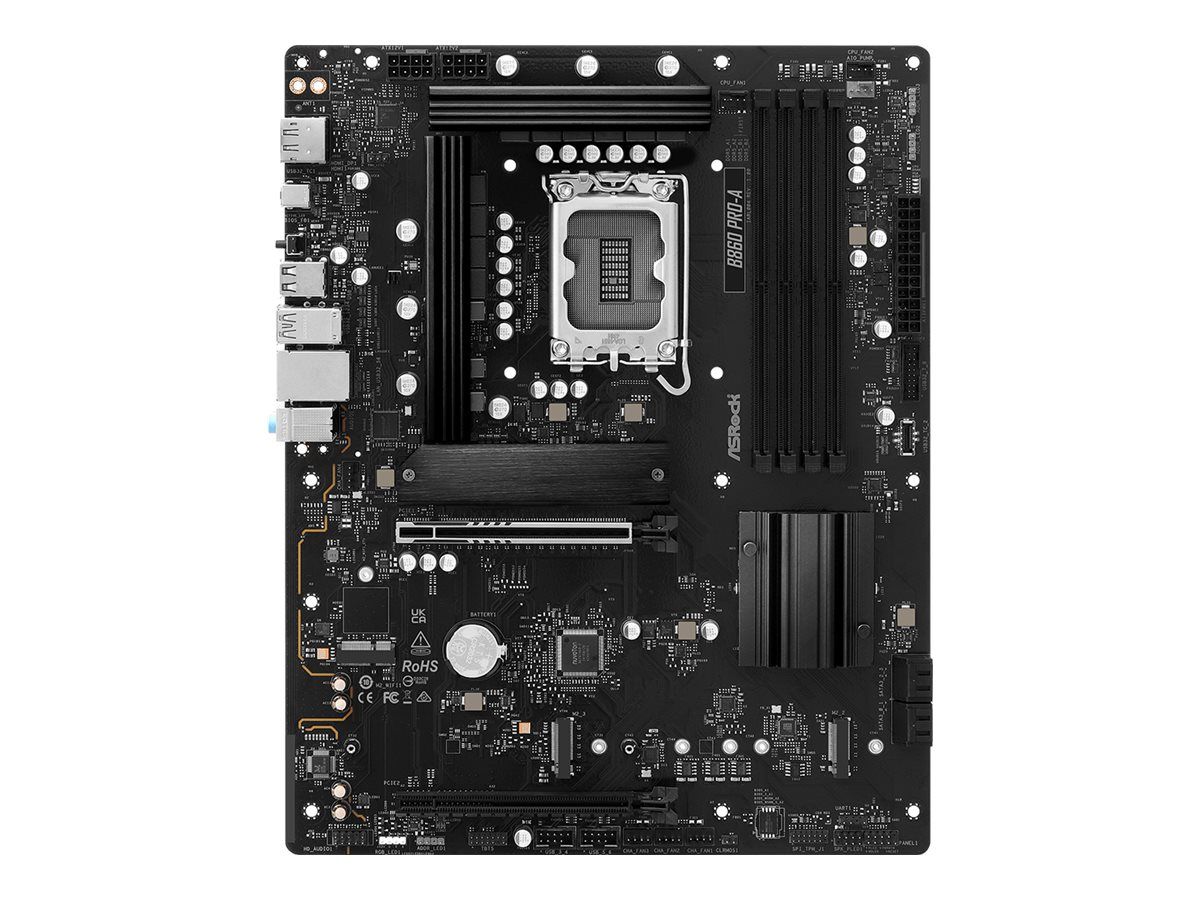ASRock B860 Pro-A - Motherboard - ATX - LGA1851-Sockel - B860 Chipsatz - USB-C 3.2 Gen 2x2, USB-C 3.2 Gen2, USB 3.2 Gen 2, USB 3.2 Gen 1 - 2.5 Gigabit LAN, Bluetooth - Onboard-Grafik (CPU erforderlich)