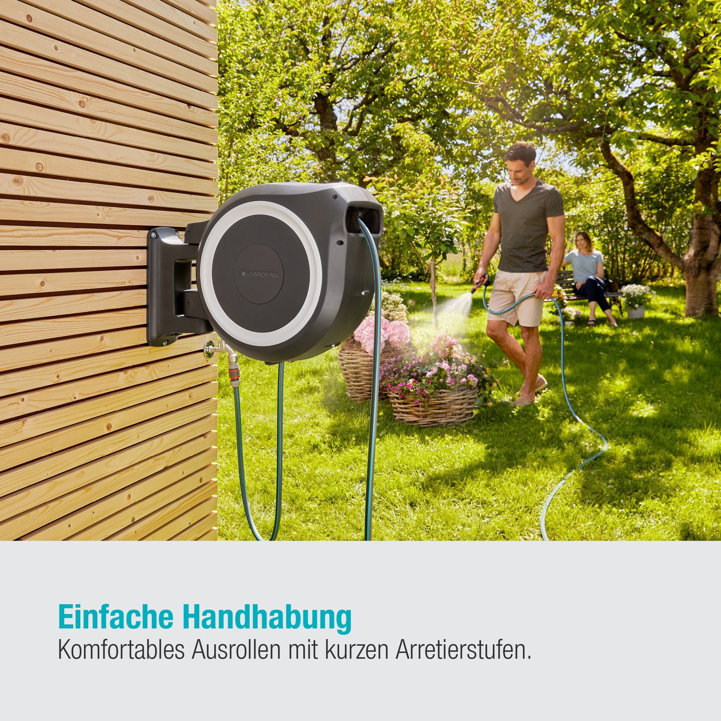 Gardena Wand-Schlauchbox RollUp XL, 35 m, weiß