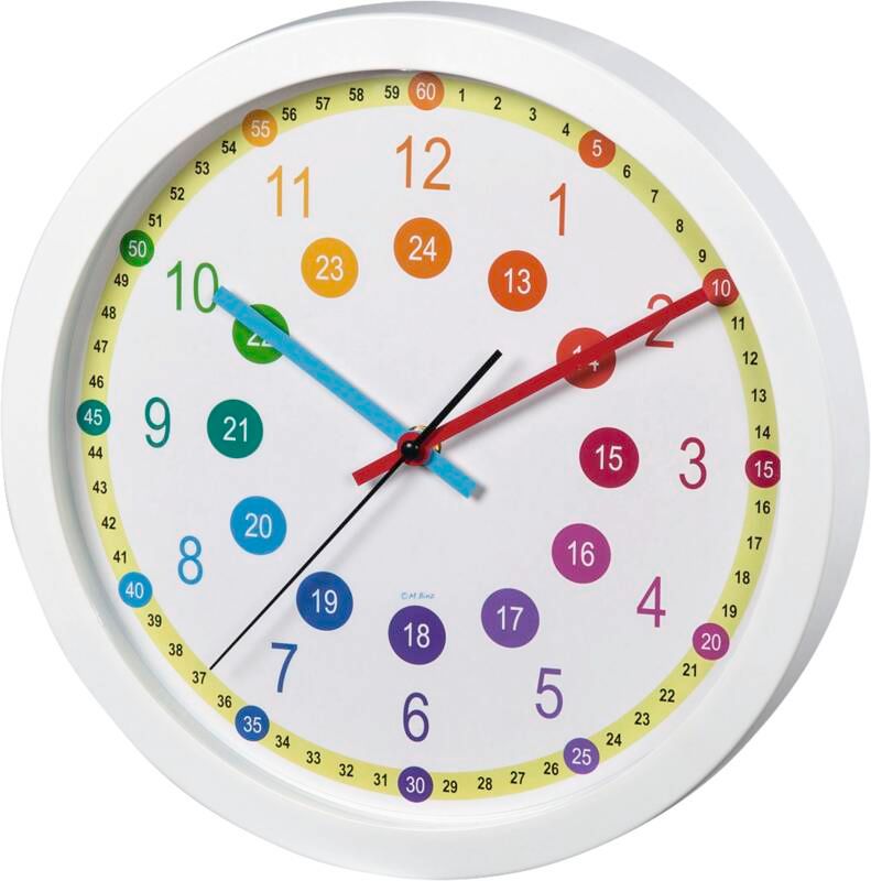 Hama Kinder-Wanduhr "Easy Learning", Durchmesser 30 cm, geräuscharm