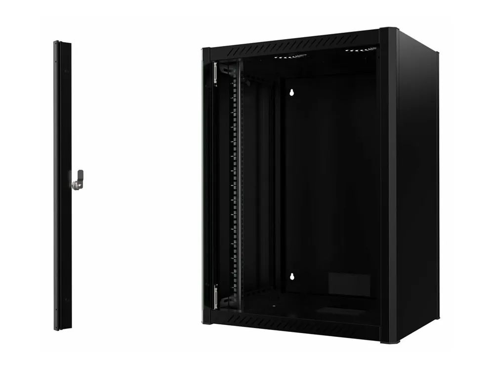 Lanview Schrank Netzwerkschrank - 60 x 45 - geeignet für Wandmontage - Schwarz, RAL 9005 - 16U - 48.3 cm (19")