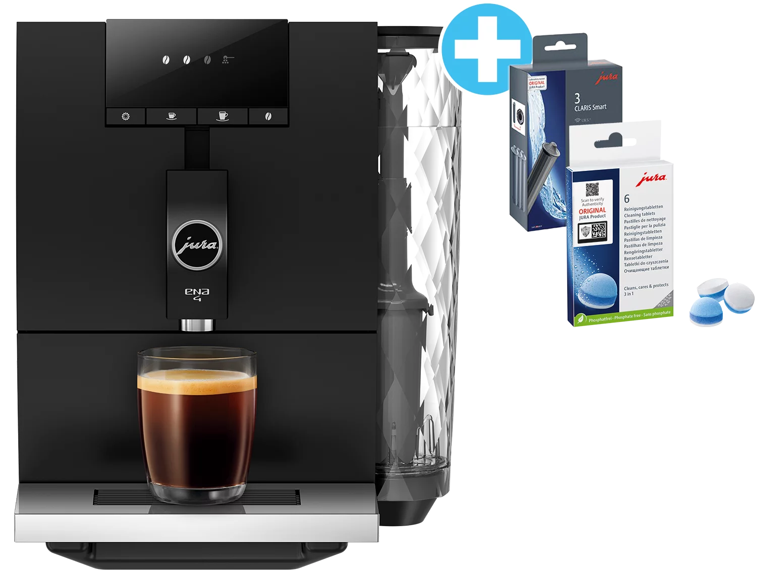 Jura ENA 4 Full Metropolitan + Filterpatrone, 3er Pack + 3-Phasen-Reinigungstabletten - SET